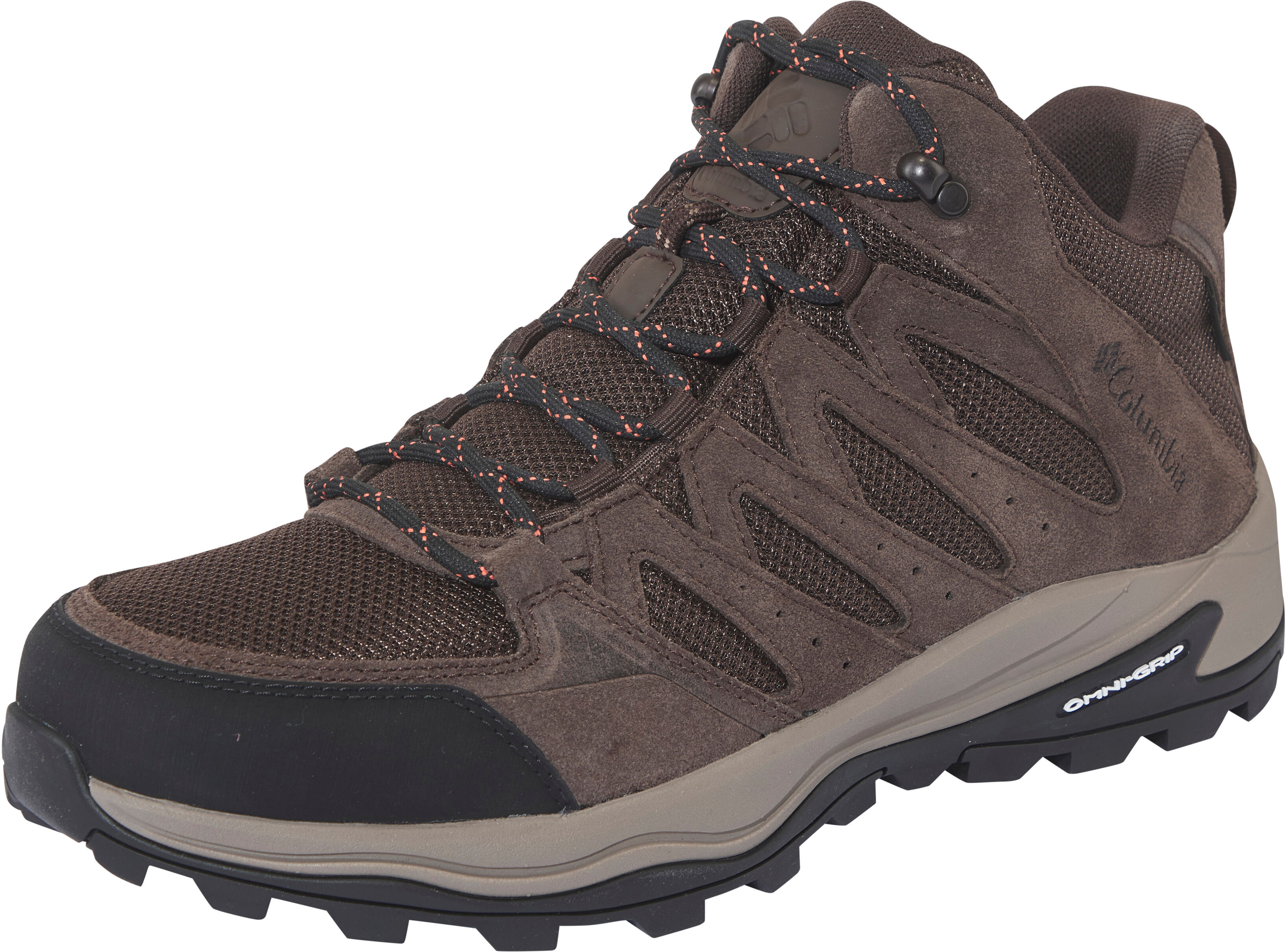 Wanderschuh COLUMBIA "REDMOND™ IV MID WATERPROOF", Herren, Gr. 48, Synthetik, braun (cordovan, tangy orange), Mesh, Synthetik, Schuhe Wanderschuh, wasserdicht cordovan, tangy orange 48, Synthetik