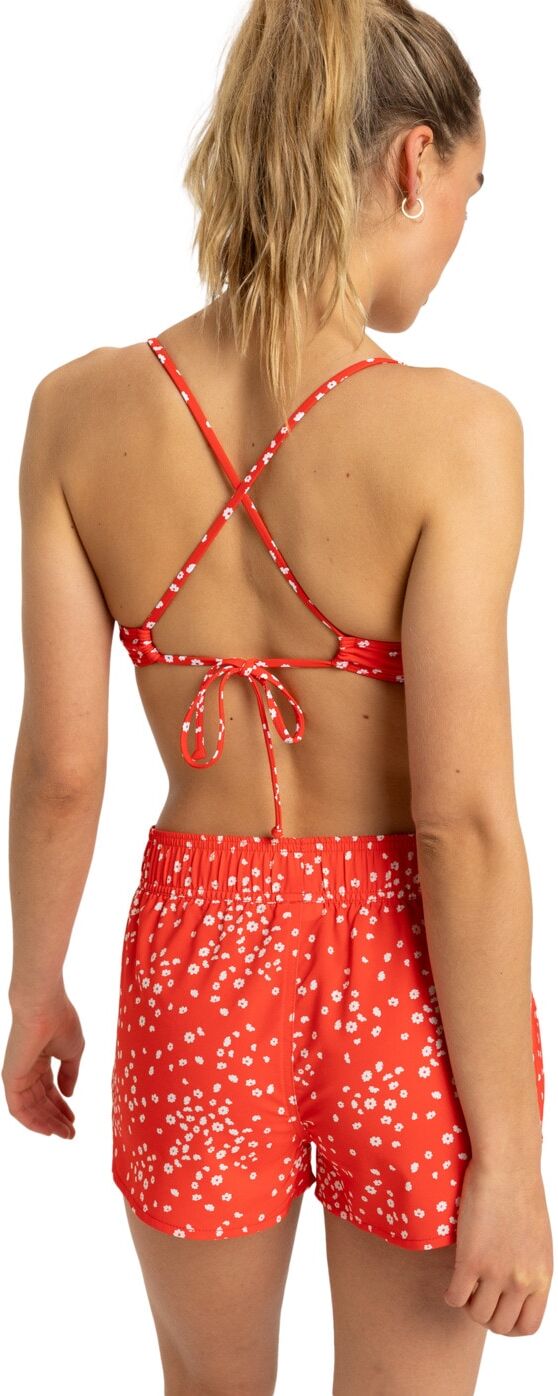 Boardshorts ROXY "Roxy Wave", Damen, Gr. M, US-Größen, rot (poppy rot dancing ditsy swim), Polyester, Badehosen Boardshorts