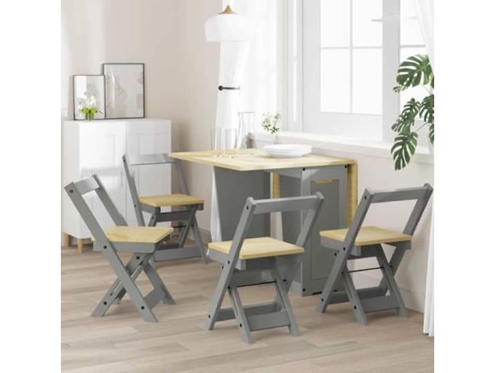 Essstühle, faltbar, 4 Stück, aus massivem Kiefernholz, mit Fußstütze Langlebiges Holz, faltbares Design, einfache Wartung, vielseitige Verwendung, integrierte Fußstütze