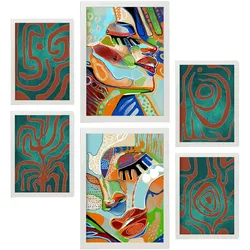 POSTER Set Mit 6 Krasse Formen 1 In Weibliche Zusammenfassung A3 & A4 Weißer Rahmen
