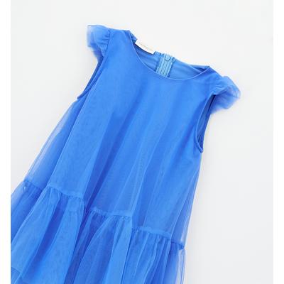 Sommerkleid SARABANDA "BABY GIRL LAY DRESS", Mädchen, Gr. 96, EURO-Größen, blau (avion), 100% Polyamid, Kleider Sommerkleid