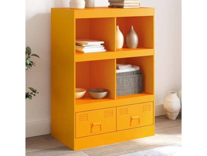 Pflegeleichtes Highboard zur einfachen Reinigung mit praktischem Stauraum und Griffen, Elegantes Highboard für stilvolle Einrichtung, stabiles aus kaltgewalztem Stahl, modernes