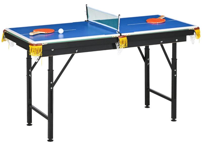 2-in-1-Billardtisch und Tischtennisplatte | Farbe: Blau, Grün, Schwarz | Abmessungen: 63x140x60-80 cm