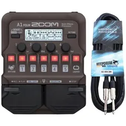 Zoom A1 Four Effektgerätmit Klinkenkabel 3m (Saxophon, Trompete, Violine), Effektpedal, Schwarz