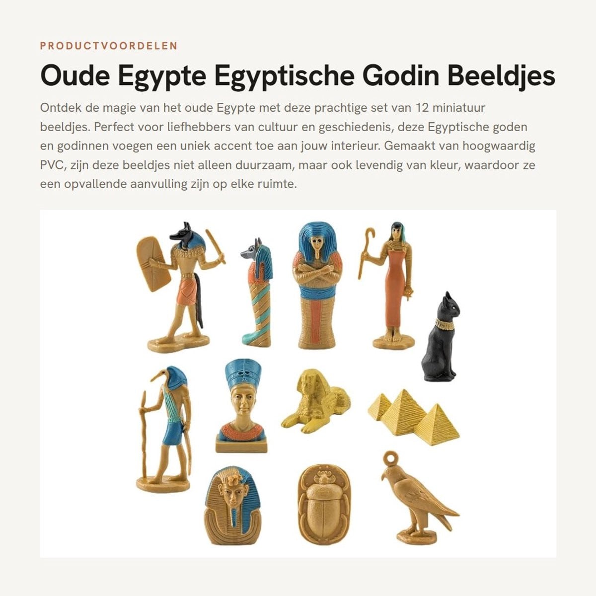 Dailygoods Set van 12 Oude Egyptische Goden Miniatuur Standbeelden van PVC voor Huisdecoratie