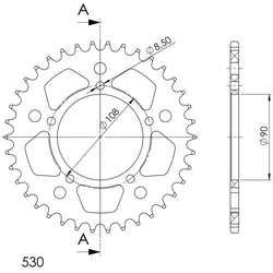 Supersprox Alu-Kettenrad 530 38Z (Silber)