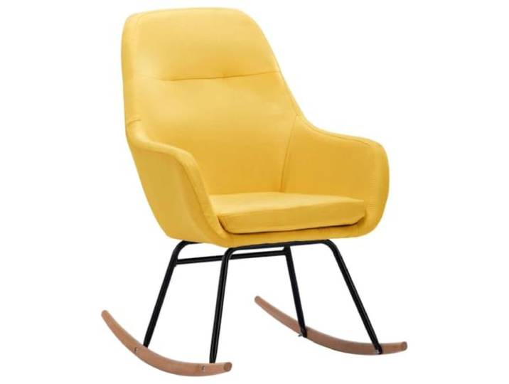 Schaukelstuhl Senf gepolstert mit Buchenholztuch Pulverbeschichteter Metallrahmen, herausnehmbares Wäschekissen, stabile Buchenkufen, 110 kg belastbar, modernes Design