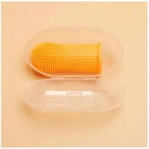 Uplift Treasures Soft Silicone Pet Finger Toothbrush Bristles orange
