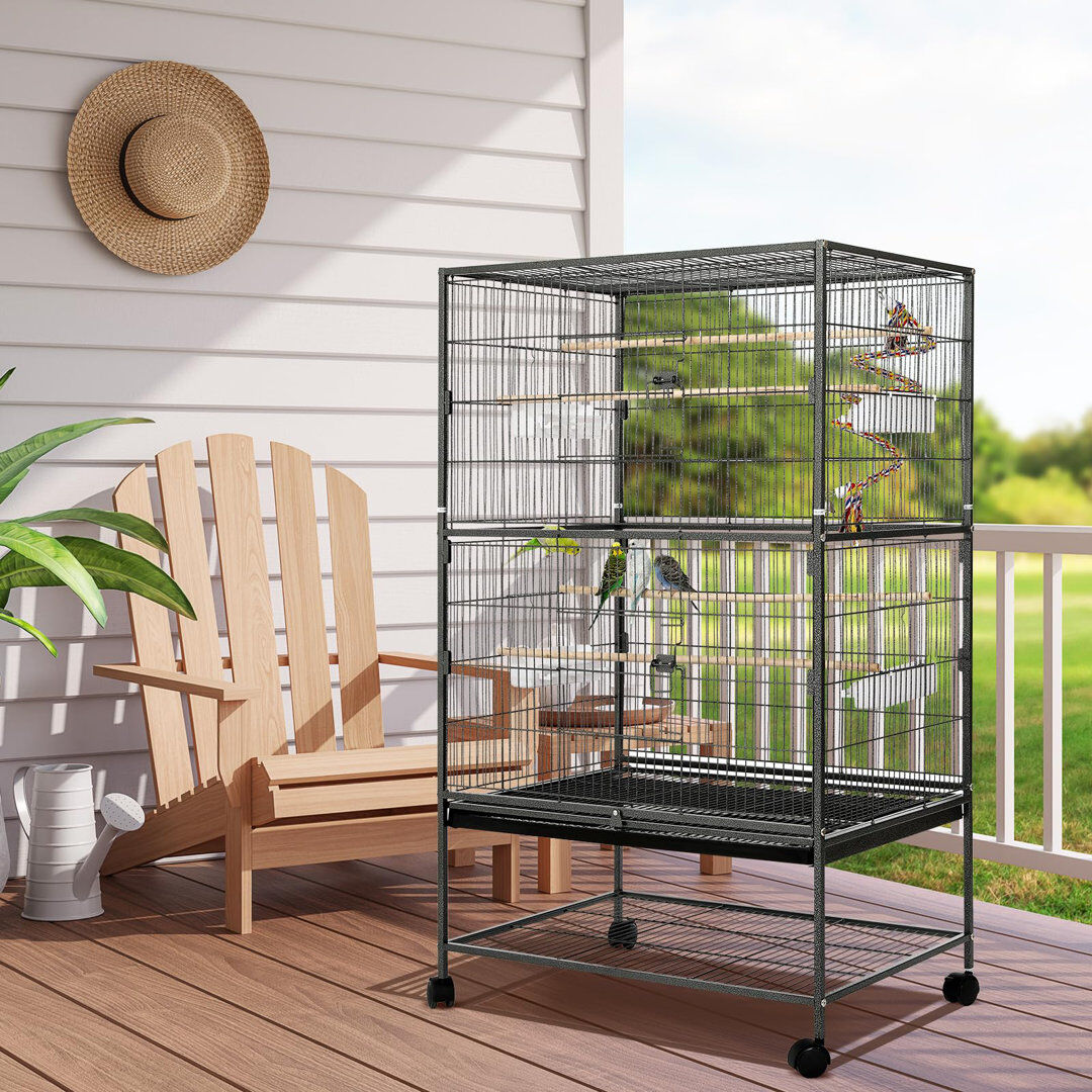 Archie & Oscar 132cm Metal Breeder Bird Cage Black 132cm H X 78cm W X 52cm D