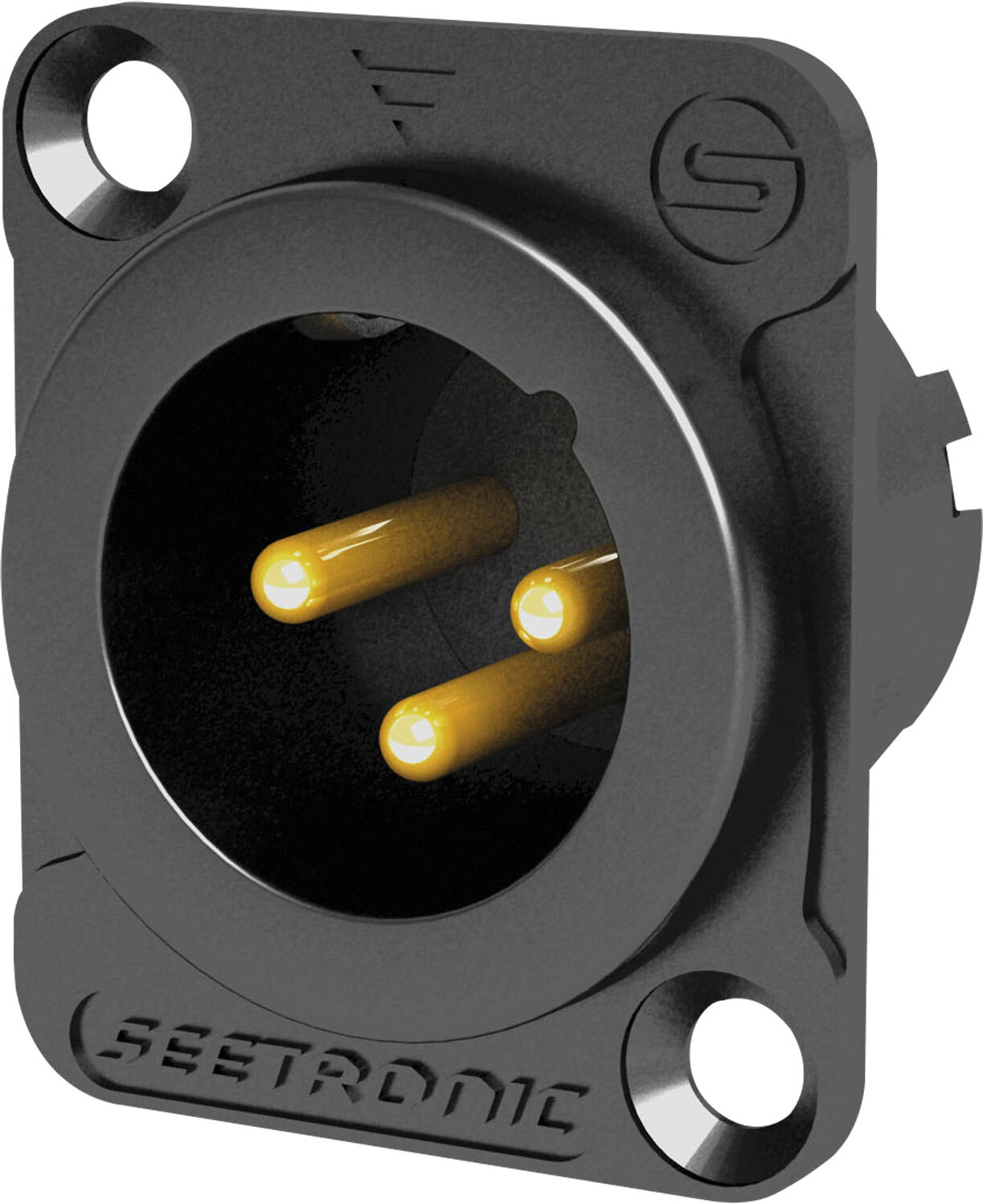 Seetronic Xlr 3p Chassis – Männlich, Goldkontakte – Schwarzes Gehäuse