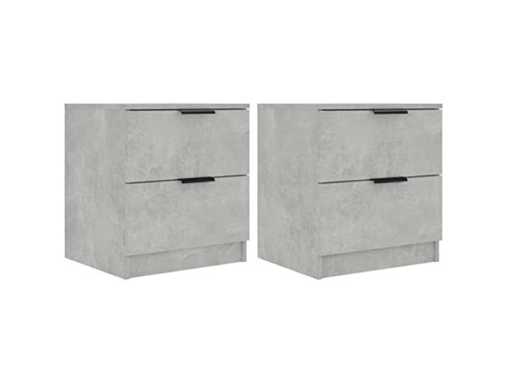 fsahslih Nachttisch Set 2er Betongrau 45x39x50 cm Holzwerkstoff Kompakter Beistelltisch im 2er-Set fürs Schlafzimmer, betongraue Optik, 2 Schubladen für geordnete Utensilien.