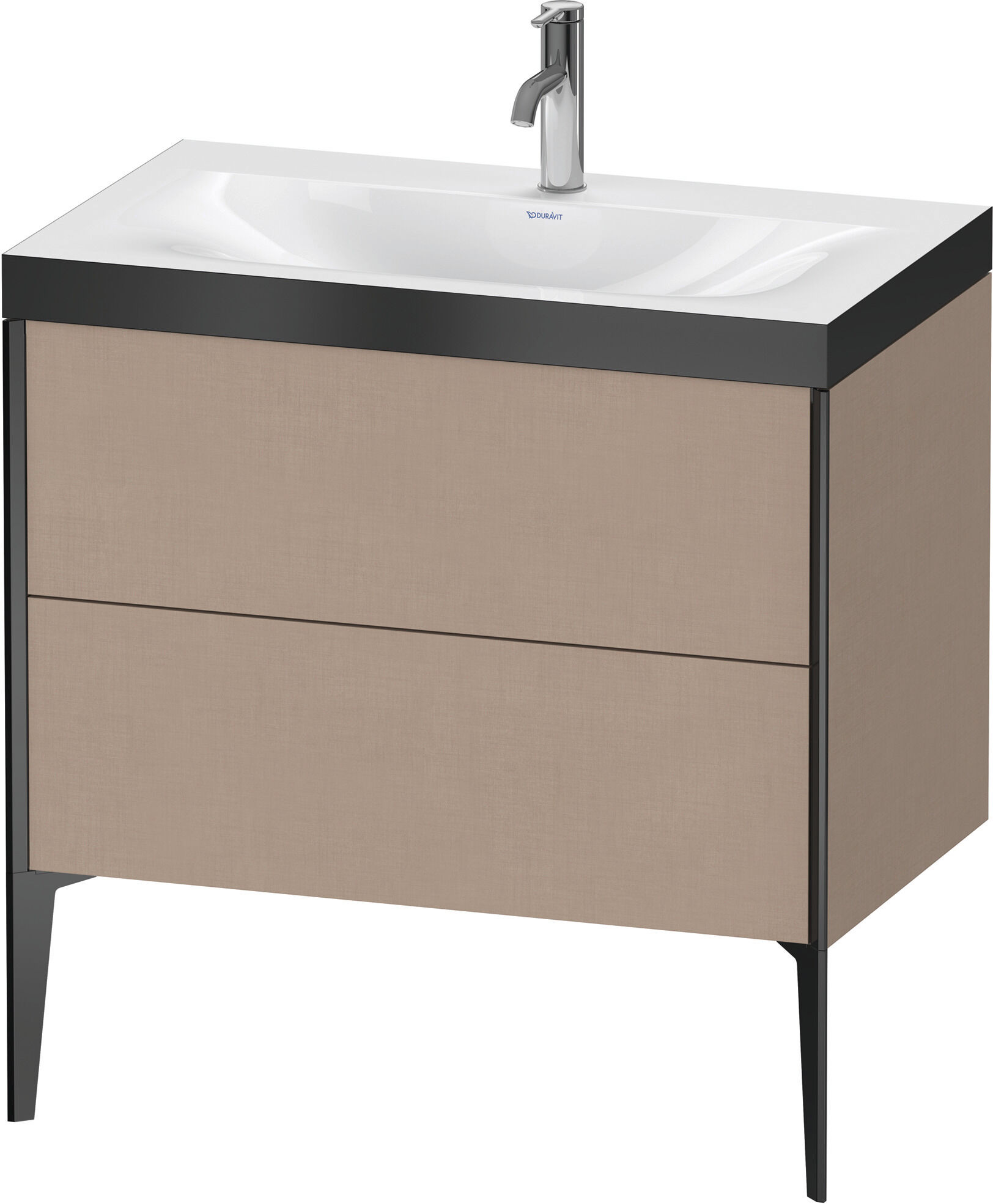 Duravit XViu Table de toilette XV4710OB275P 80x48cm, 2 2000 - out, Match2 trou de coulée, noir mat, Cadres P, lin