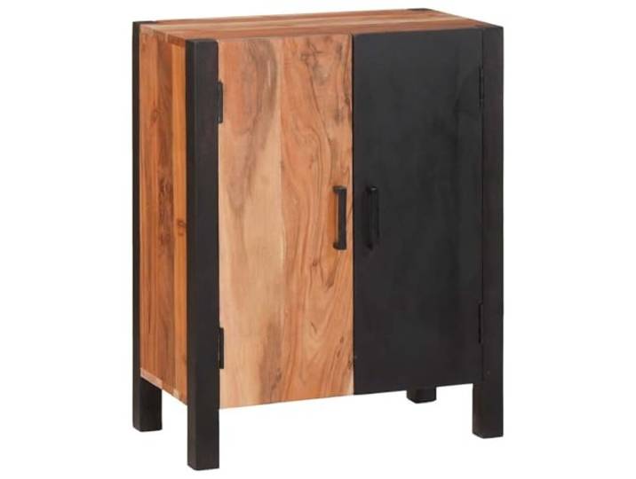 KPOTUERTU Sideboard Braun 55 x 30 x 75 cm Massivholz Akazie Eisenbeine, D-Pulls, Regalbretter, rechteckige Form, Akazienholz, Wohnzimmer, minimalistischer Stil