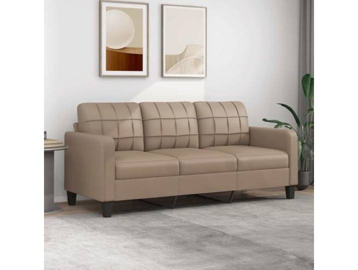 HEFZGDB 3-Sitzer-Sofa Cappuccino-Braun 180 cm Kunstleder Langlebig Modern Metallgestell Bequem Polsterung Schmutzabweisend Luxuriös Stabiles Design Wohnzimmer Möbel