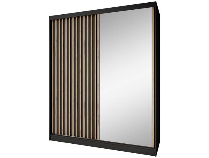 Armoire à portes coulissantes avec lamelles 180 cm, noir