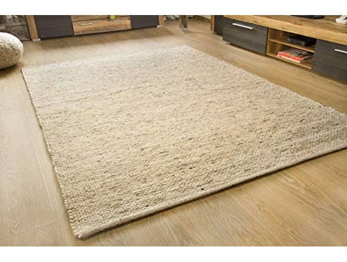 Steffensmeier Murnau Handwebteppich - mit Fusselstopp - aus nachhaltiger, Deutscher Produktion - gewalkt - Natur dunkel, Größe: 90x160 cm