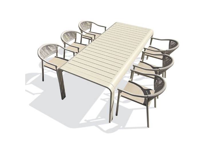 Ensemble repas de jardin - Rectangulaire - Grège - Aluminium - 6 personnes - HANOI + 6 fauteuils SUMBA - DCB GARDEN