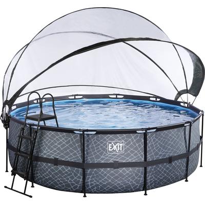 Framepool EXIT "inkl. multifunktionaler Poolabdeckung & Wärmepumpe", grau, H:122cm Ø:427cm, Schwimmbecken, ØxH: 427x122 cm, mit Sandfilteranlage und Sicherheitsleiter