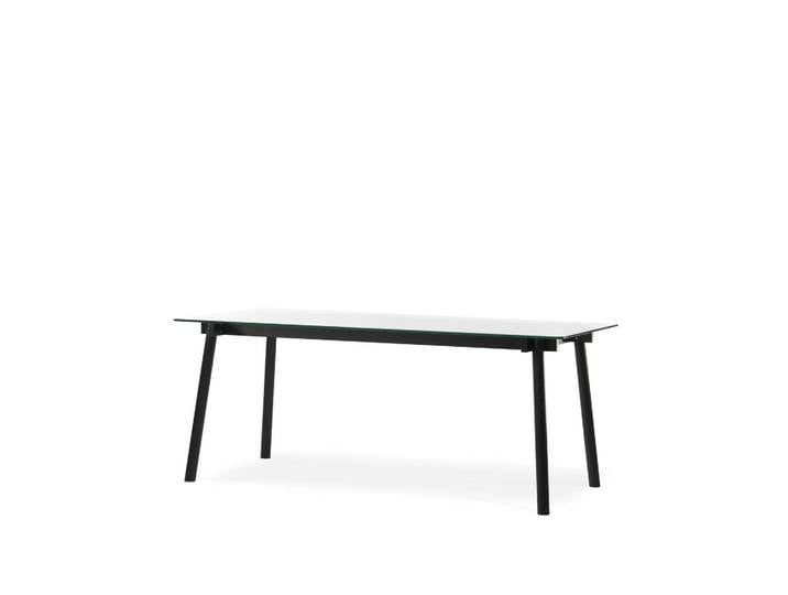 A2 Table à manger Corners chêne lasuré noir, verre
