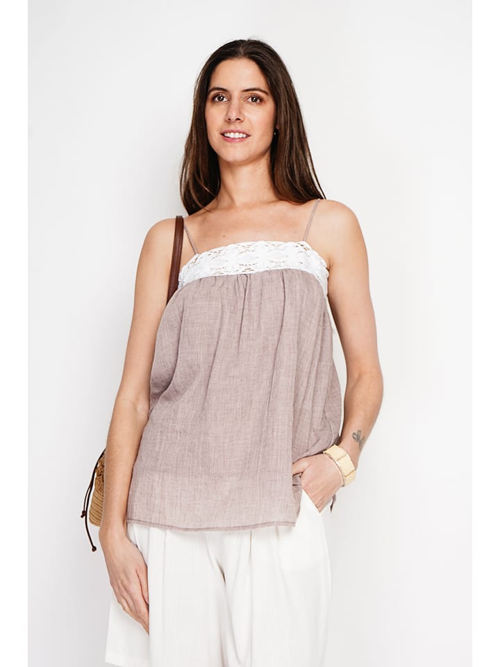 Le Jardin du Lin Leinen-Top in Beige - 42