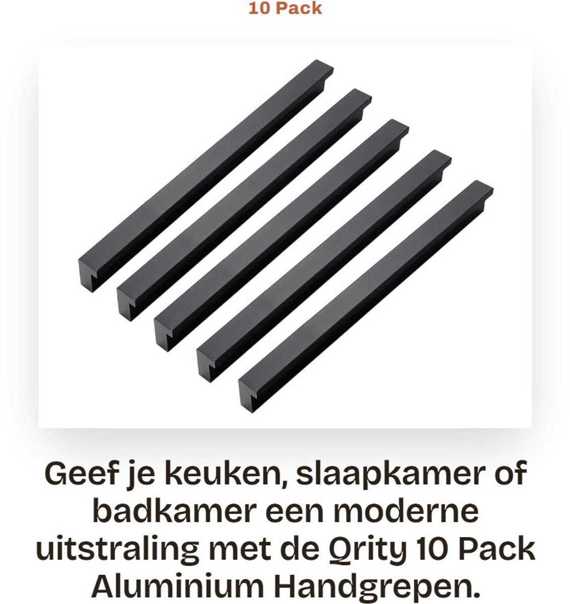 Dailygoods Deurgrepen 10-Pack - Zwart - Aluminium Legering - Lengte: 202 mm