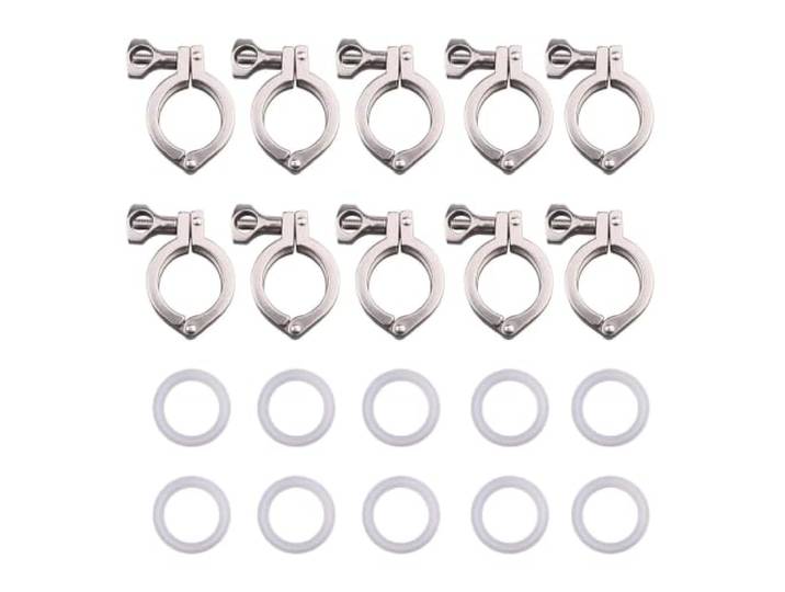 Tri Clamp 1 304 Edelstahlklemmen Sanitär-Tri-Clamp-Set For Homebrew-Armaturen, Braurohrverbinder(10pcs)