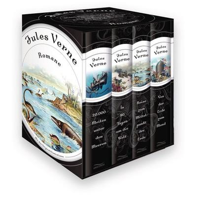 Jules Verne, Romane (20.000 Meilen unter den Meeren - In 80 Tagen um die Welt - Reise zum Mittelpunkt der Erde - Von der Erde zum Mond) (4 Bände im