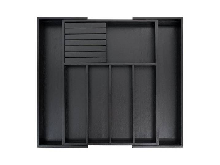 LuxusKollektion Besteckkasten Besteckkasten Schublade erweiterbar Bambus Schwarz (1 St)