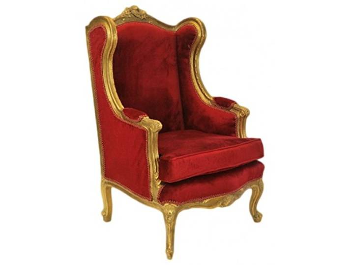 Casa Padrino Barock Lounge Thron Sessel Bordeaux Rot/Gold - Ohren Sessel - Ohrensessel Tron Stuhl