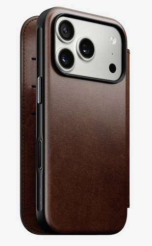 Nomad Modern Leather Folio Flip Case Apple iPhone 17 Pro Braun NM014155858