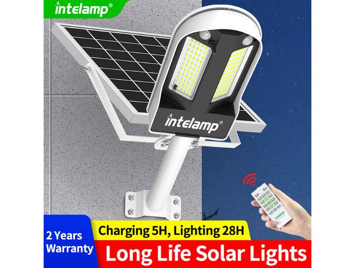 Intelamp Lampes solaires de sécurité 12500mAh pour extérieur Dual180° Lampes solaires à détecteur de mouvement, étanches, pour l'extérieur, jardin, cour, garage lampe extérieur solaire lampe solaire