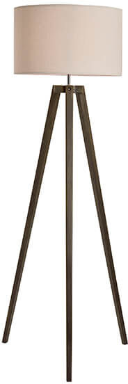 BHS Keeley Dark Walnut Wooden Tripod Floor Lamp with Natural Shade