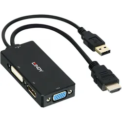 Lindy HDMI auf (HDMI, DisplayPort, DVI, VGA), Video Adapter, Schwarz