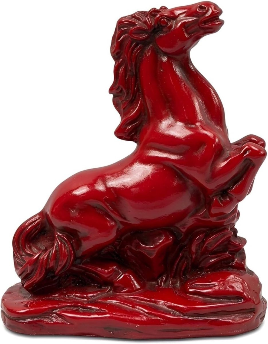 Medium paardfiguur in rood - Decoratief kunstobject voor op tafel