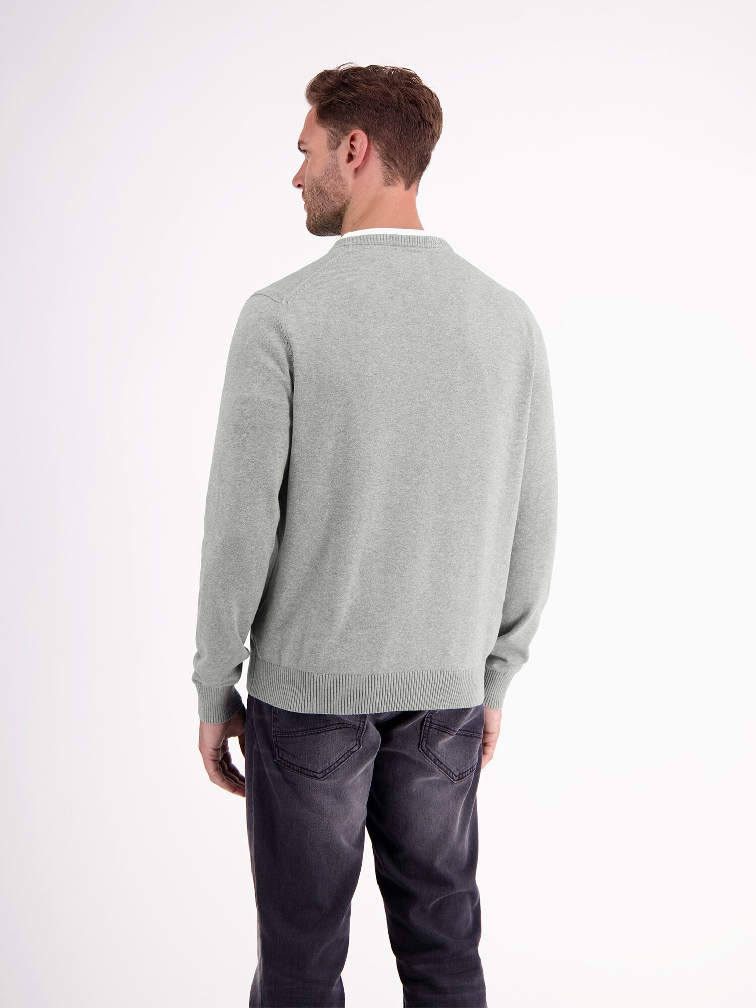 Strickpullover LERROS "Herren Strickpullover aus Baumwolle mit Crewneck Ausschnitt", Herren, Gr. XXL, grau (platinum grau melange), 100% Baumwolle, Pullover Strickpullover, Weicher Strick-Pullover, Rundhalsausschnitt, lange Ärmel, pflegeleicht platinum gr