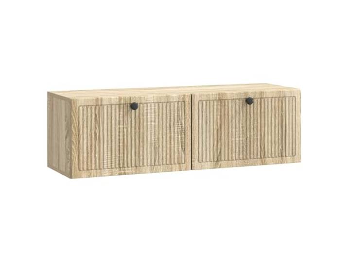 LMTYOENFG Wandmontierter TV-Schrank Sonoma-Eiche 98x31x30 cm Hängebord Schwebendes TV-Board für Wohnzimmer und Schlafzimmer mit 2 Klapptüren, klarem Design und robuster Holzwerkstoff-Platte.