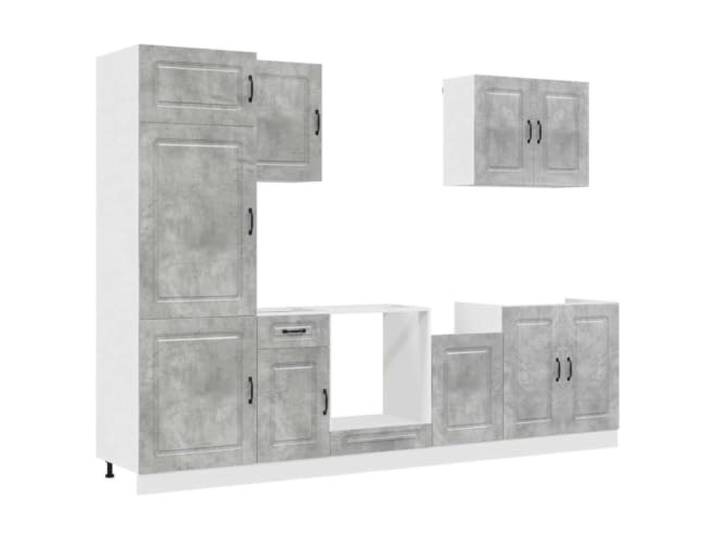 Kalmar Küchenschrank-Set, 7-teilig, Holz Höhenverstellbare Füße, viele Fächer, glatte Oberfläche, feuchtigkeitsbeständig, links- und splitterfest