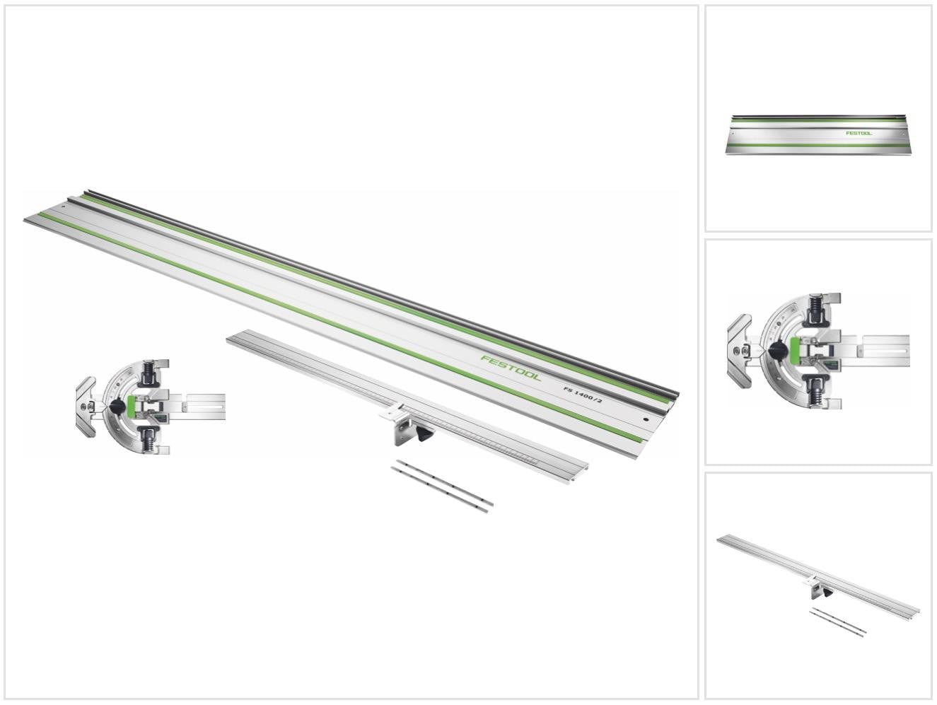 Festool FS-WA hoekgeleider voor 60 graden zaagsnede, FS 1400/2 geleiderail 1400 mm en FS-WA-VL verlengstuk set