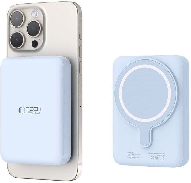 Tech-Protect LifeMag Trådløs Powerbank 10000 mAh - MagSafe Kompatibel - Blå