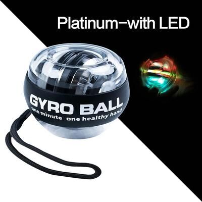 Inspire Select LED Gyro Power Wrist Ball Trainer Auto Start Forearm & Hand Strengthener, Gyroscopic Fitness Tool With Lights platinum with Led
