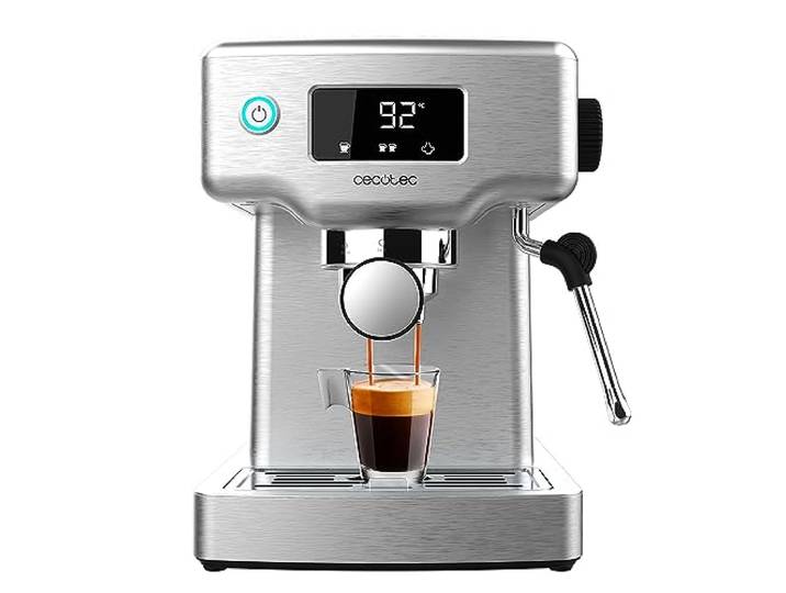 Cecotec Espressomaschine Power Espresso 20 Barista Compact, 1465 W, 1,8L Thermoblock, 20 Bar, Verdampfer, 2 Kaffeetassen, Abnehmbarer Wassertank, Tablett Zum Aufwärmen von Tassen
