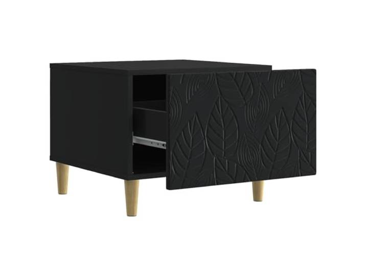 KTHLBRH Couchtisch, Schwarz, 50 x 49 x 40 cm, aus technischem Holz Beine aus Eukalyptus, für Getränke und Zeitschriften, modernes Design, Verwendung im Innenbereich