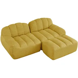 ECKSOFA aus granuliertem Fleece, frameless Lounge-Design ohne Montage