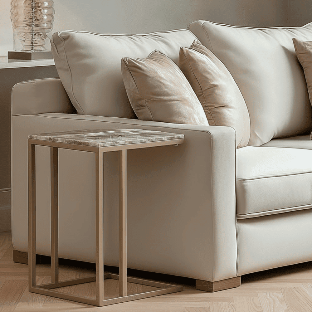 Sylvaine Taupe & Marble Sofa Table