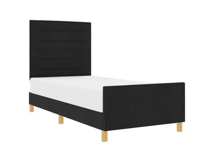 KKgypkn Schwarzes Stoffbett mit Kopfteil 90x200 cm, Plattformbettgestell mit Schaumfüllung, inklusive Kopf- und Fußteil für Stabilität, minimalistisches Design