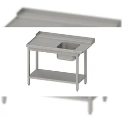 Stalgast Edelstahl Zulauftisch, Korbführung mit Gefälle, mit Grundboden, ein Becken 1700x750x880 mm, Anbauseite links, verschweißt
