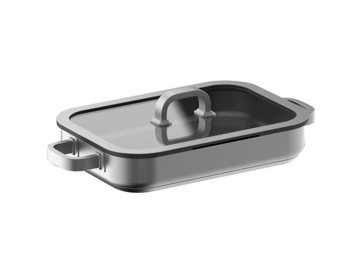 Am Cook Bräter Bräter, flach, Edelstahl, Metall, rechteckig, 23.5x5.5x34.5 cm, mit Dampfablass,hitzebeständige Griffe, Skalierung, Kochen, Töpfe, Bräter