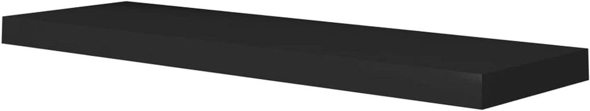 Zwarte zwevende muurplank met onzichtbaar ophangsysteem - 80 cm