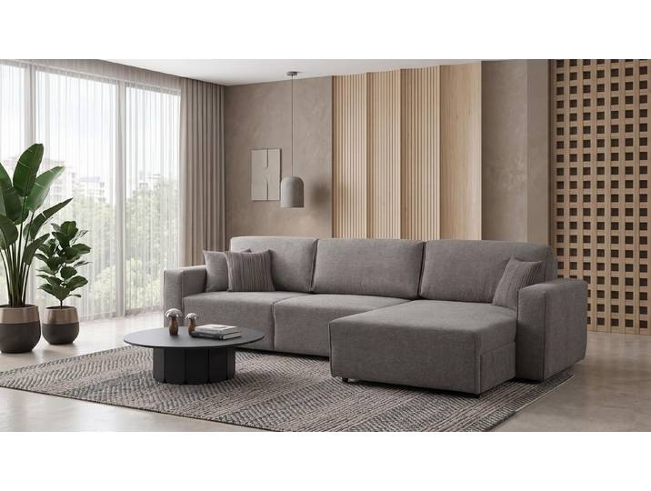 JVmoebel Wohnlandschaft Graues Stoff Ecksofa L Shape Modern Hoher Komfort Polstermoebel, 1 Teile, Made in Europa