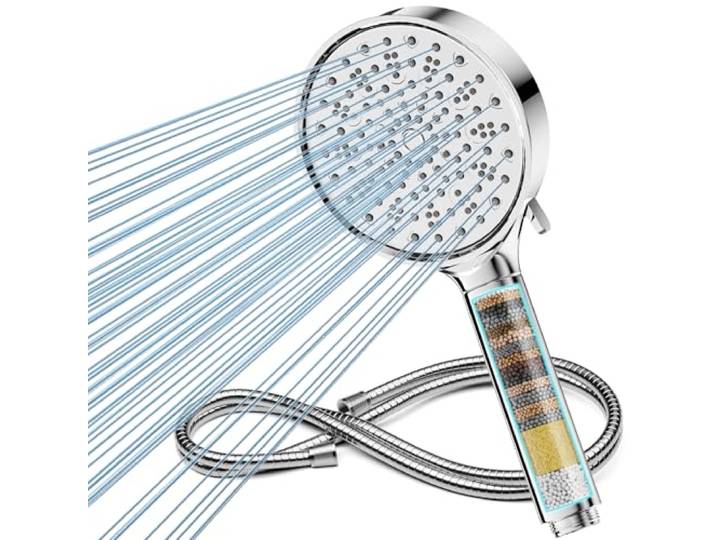 Cobbe Pommeau de douche avec filtre à eau dure et tuyau avec filtre à 20 étapes\, 6 modes de jet de pulvérisation\, pommeau de douche haute pression pour salle de bain Chrome